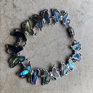 Abalone Butterfly Silver Bracelet